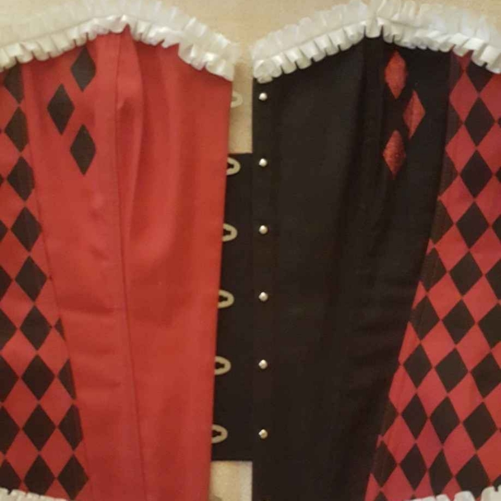 Harley Quinn Corset Bustier Red Black